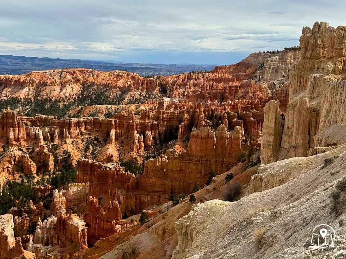 Layered ridges and natural spires viewed from Inspiration Point, a classic viewpoint when exploring one day in Bryce Canyon National Park.