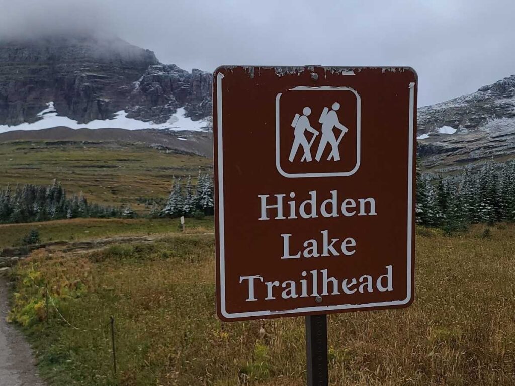 Hidden Lake Trailhead Sign Near Logan Pass In Glacier National Park