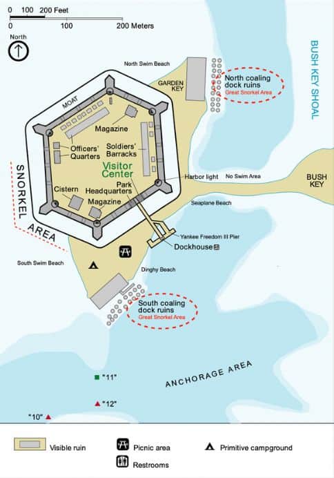 Dry Tortugas Snorkeling Map